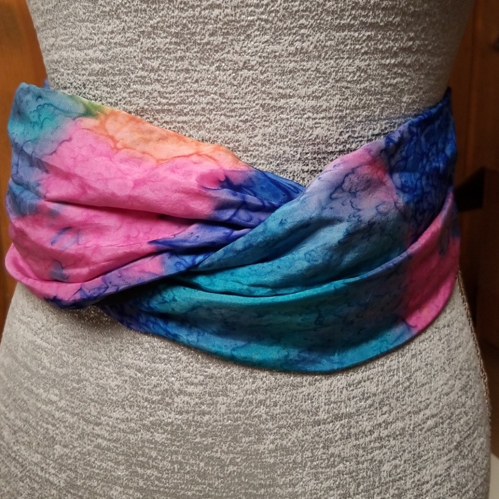 Vintage Silk Watercolor Wrap Belt
